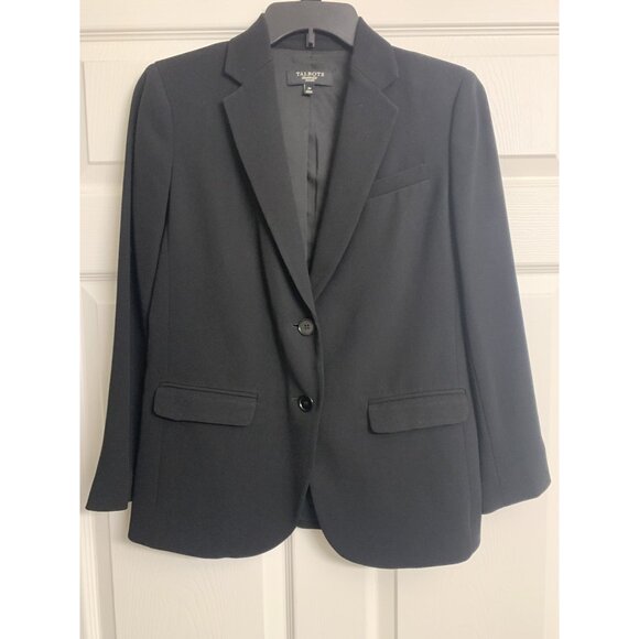 Talbots 4P Black Classic Blazer 2 Button Petite Fit Business Casual - Picture 1 of 11